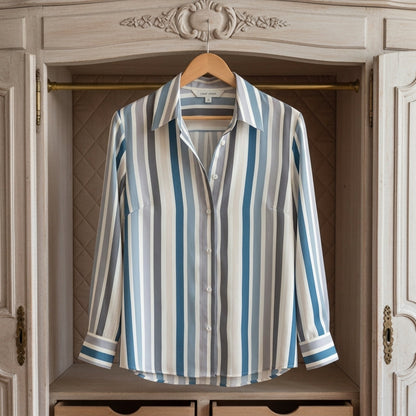 Women's Striped Cotton Blend Shirt Long Sleeve – Celeste