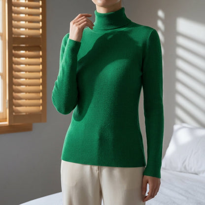 Women’s Knitted High Collar Sweater Slim Fit Cotton Blend – Amara
