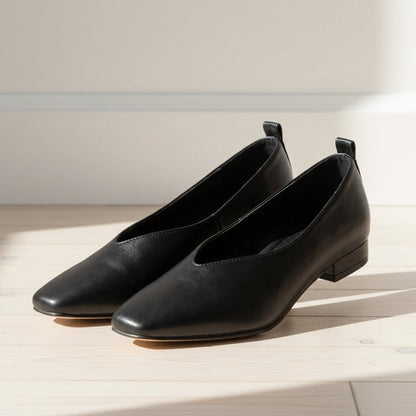 Low-Heeled Loafers for Women Faux Leather Round Toe – Elara