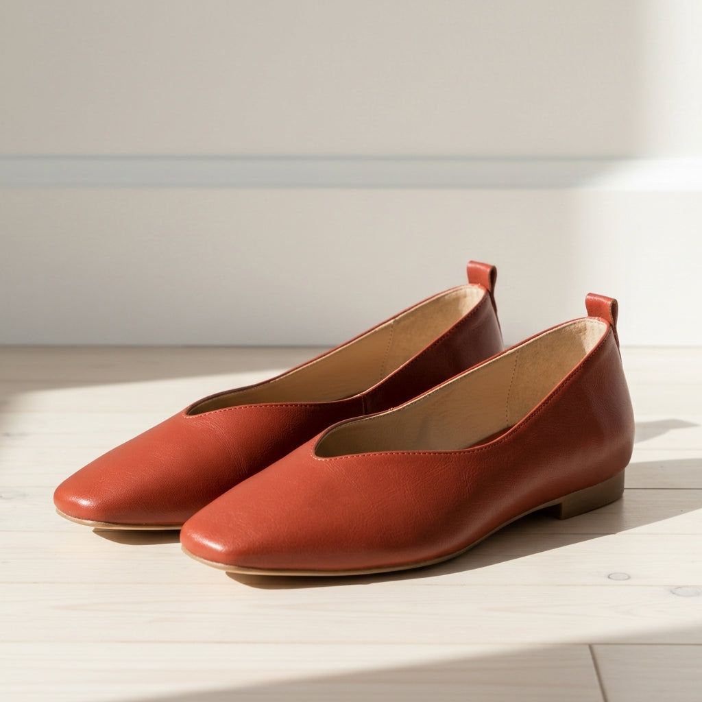 Low-Heeled Loafers for Women Faux Leather Round Toe – Elara