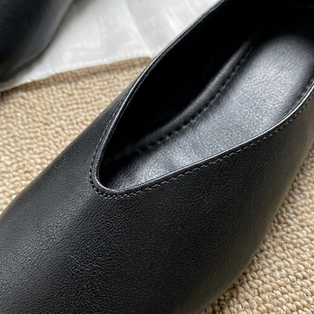 Low-Heeled Loafers for Women Faux Leather Round Toe – Elara
