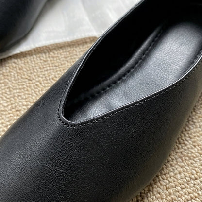 Low-Heeled Loafers for Women Faux Leather Round Toe – Elara