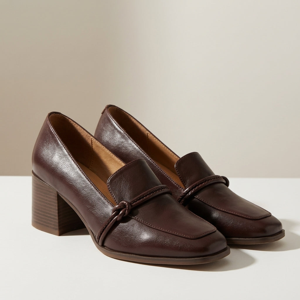 Women's Faux Leather Square Toe Loafers Slip-On – Celeste