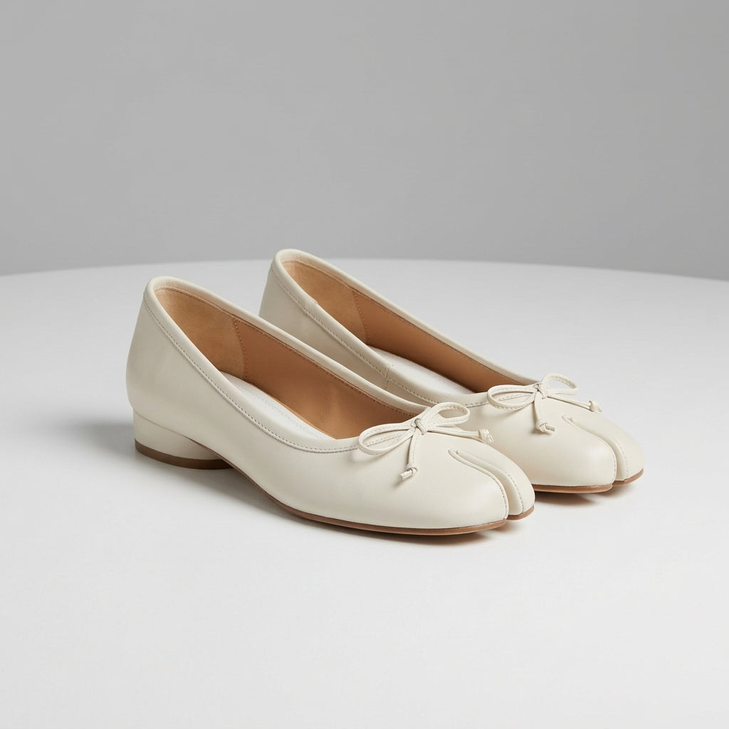 Women’s Tabi Flats Faux Leather Bow Detail – Maribel