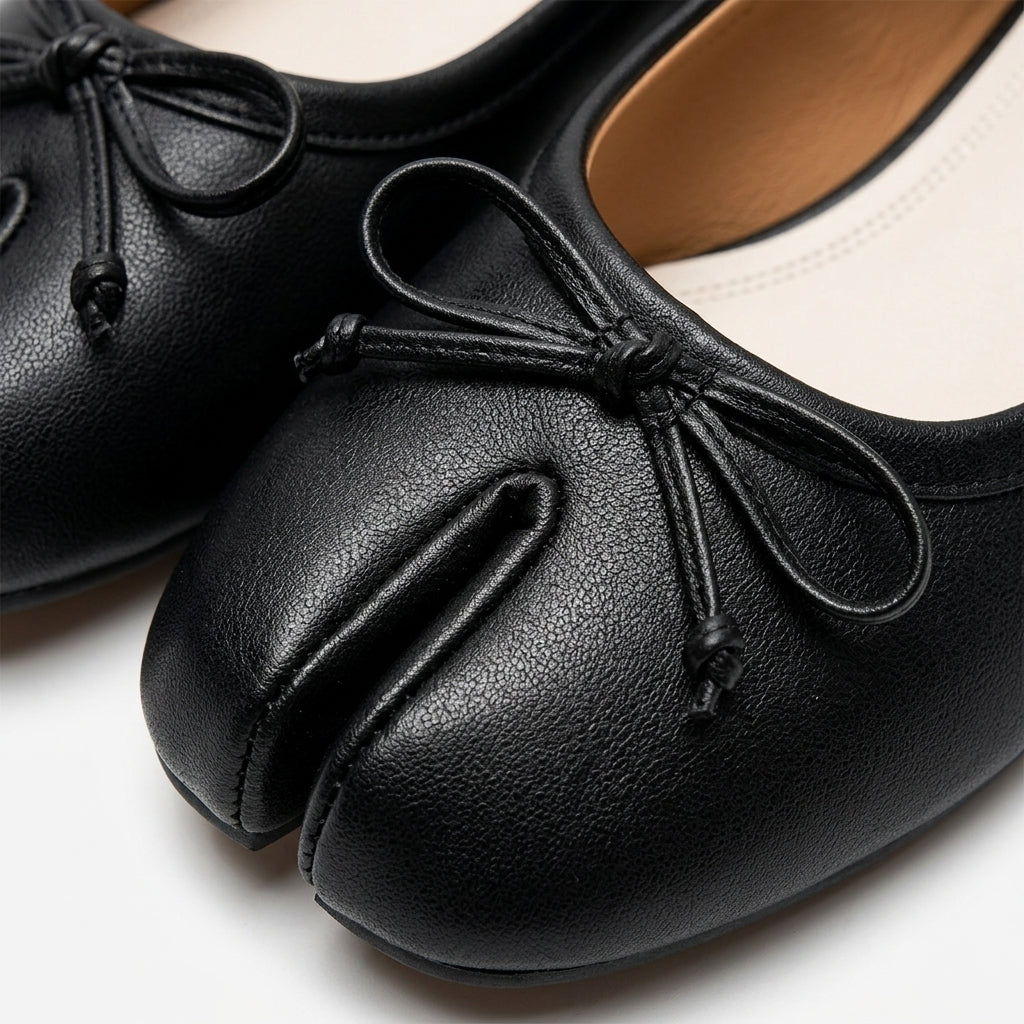 Women’s Tabi Flats Faux Leather Bow Detail – Maribel