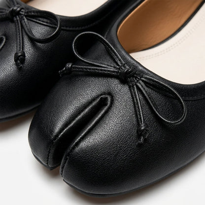Women’s Tabi Flats Faux Leather Bow Detail – Maribel