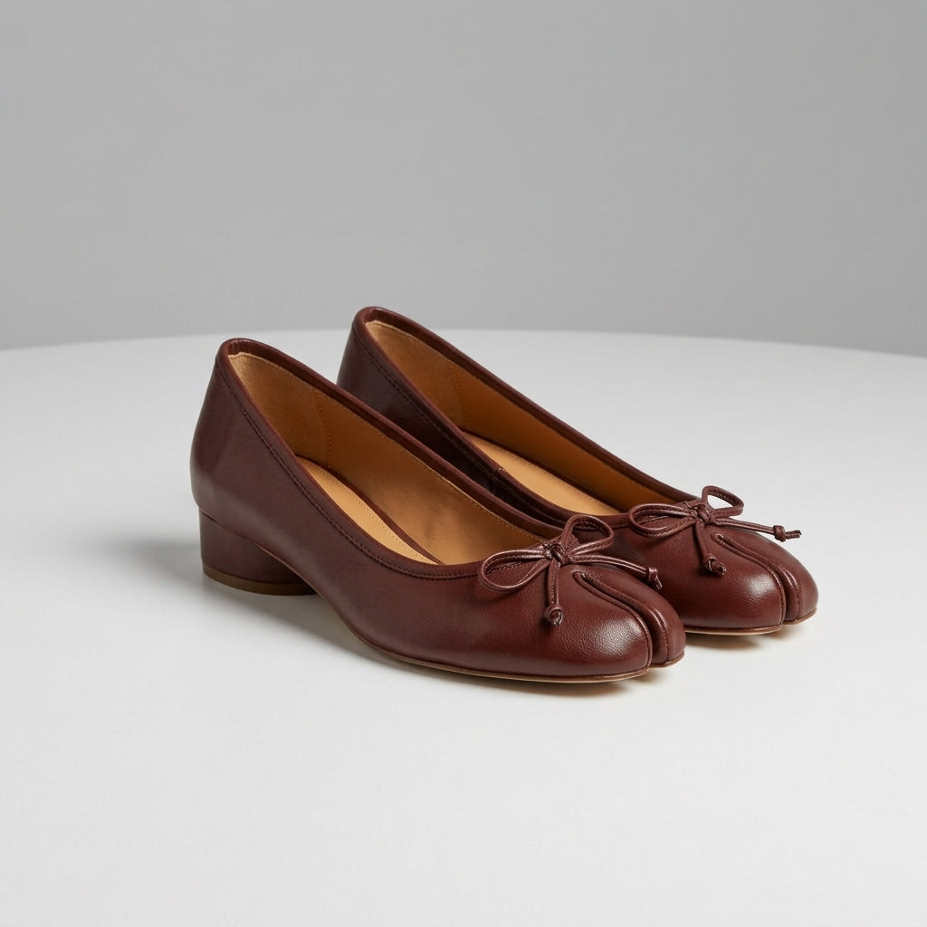 Women’s Tabi Flats Faux Leather Bow Detail – Maribel