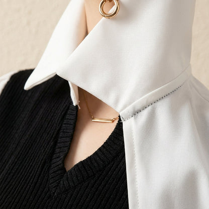 Women's Polo Collar Blouse Loose Fit False Two Piece – Marlowe
