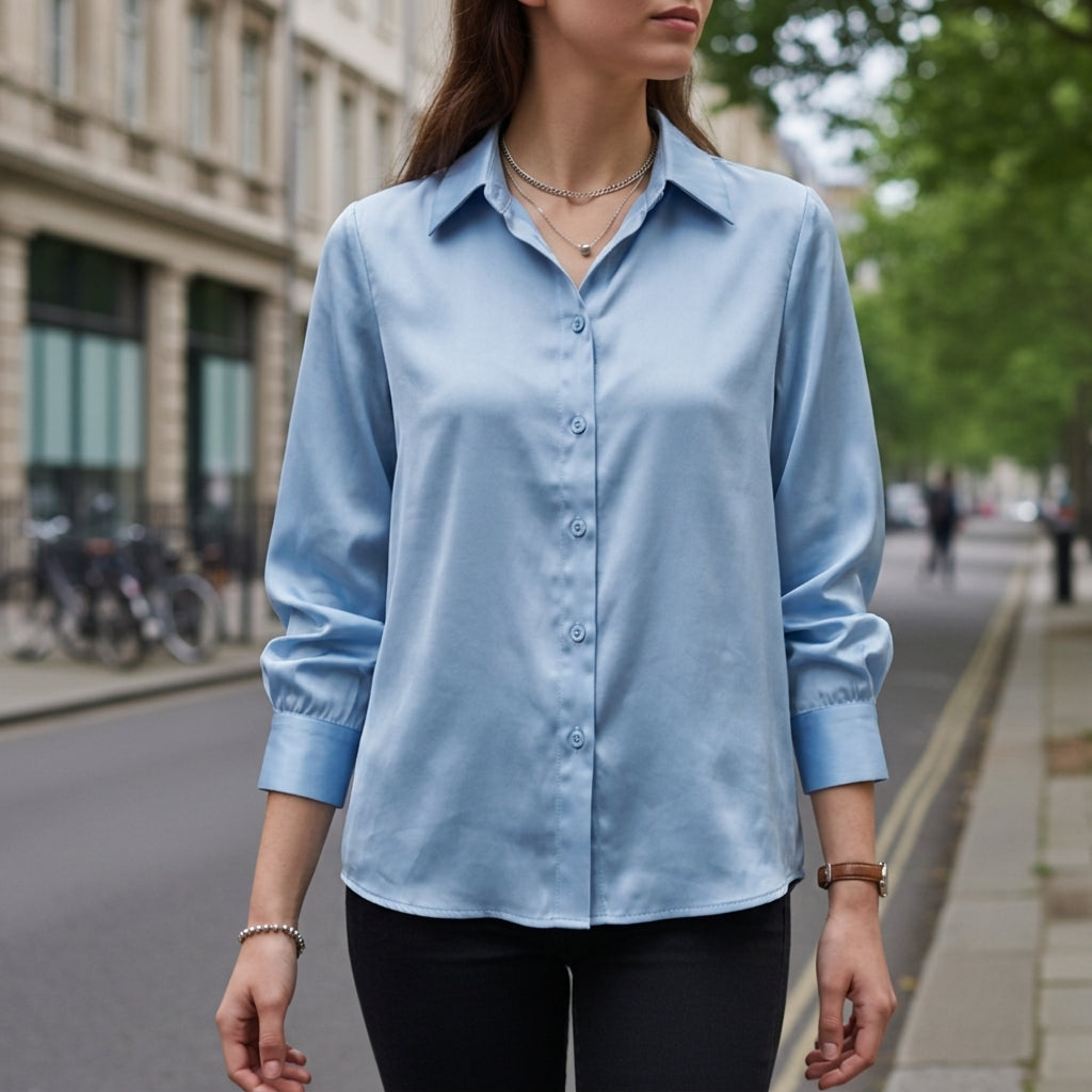 Women's Chiffon Blouse Loose Fit Long Sleeve – Elara