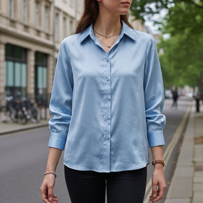 Women's Chiffon Blouse Loose Fit Long Sleeve – Elara