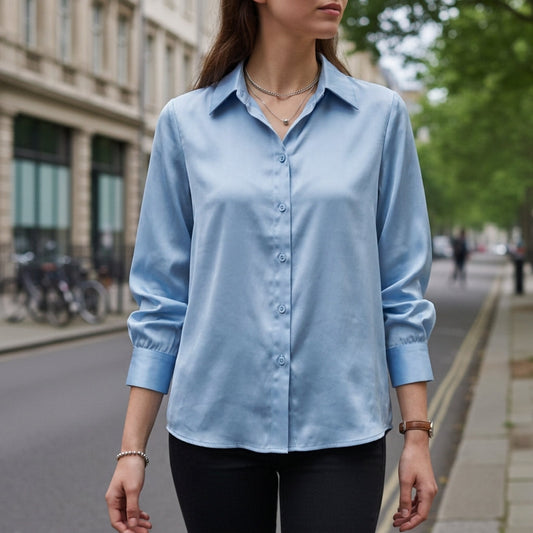 Women's Chiffon Blouse Loose Fit Long Sleeve – Elara