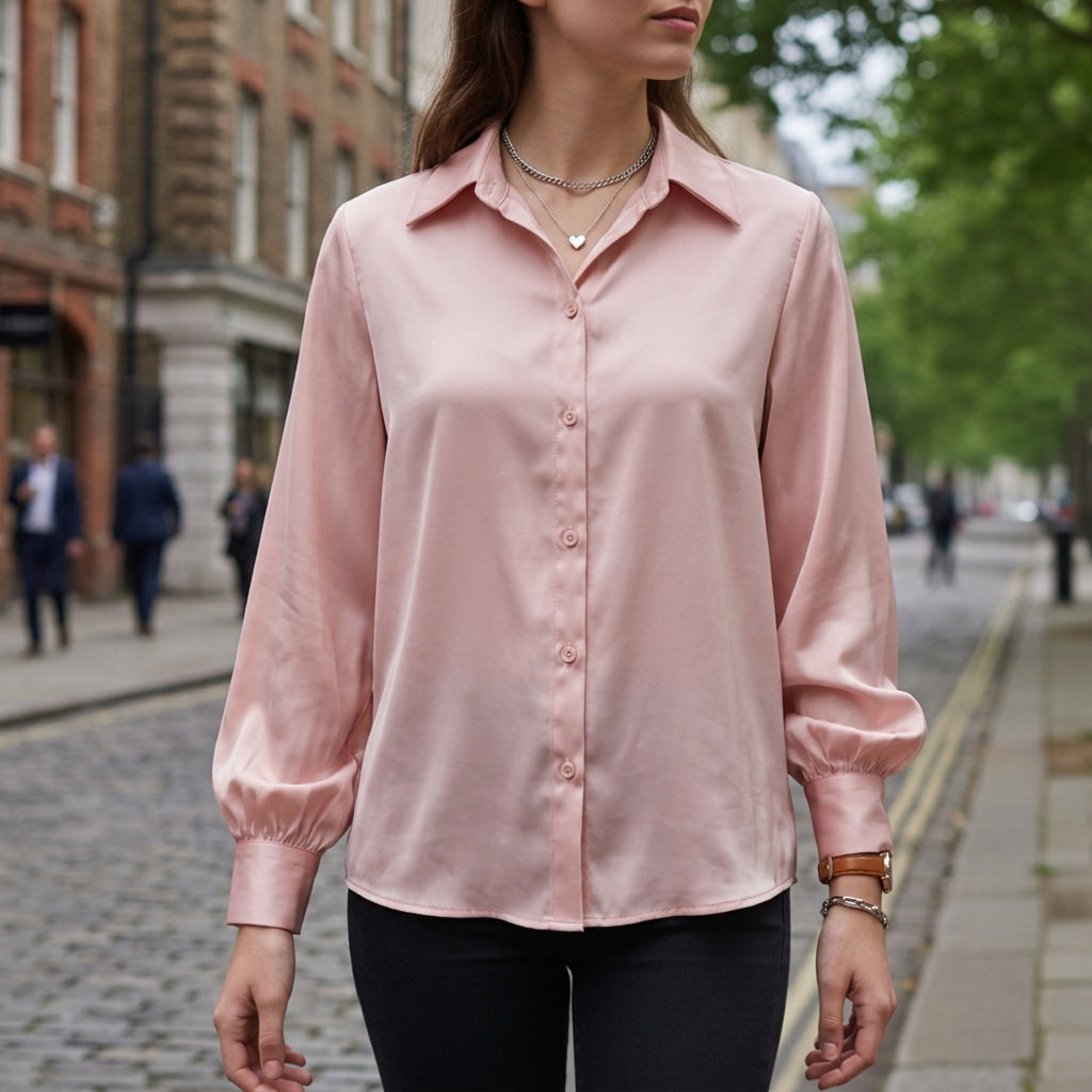 Women's Chiffon Blouse Loose Fit Long Sleeve – Elara