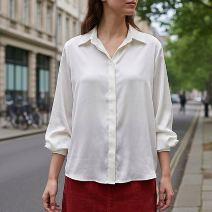 Women's Chiffon Blouse Loose Fit Long Sleeve – Elara
