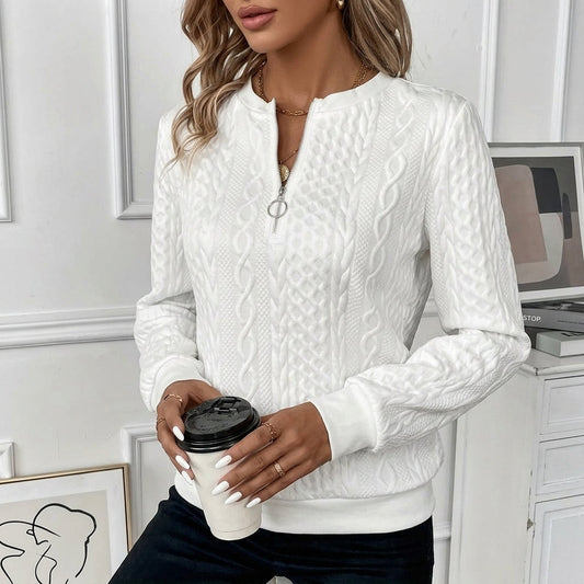 Cotton Blend Quarter-Zip Sweater Relaxed Fit – Alessia