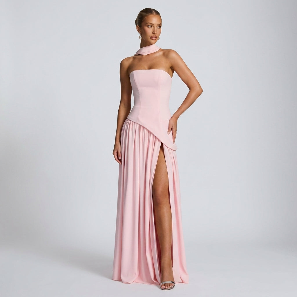 Women's Strapless Cotton Blend Maxi Dress Floor Length – Valeria