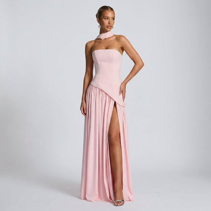 Women's Strapless Cotton Blend Maxi Dress Floor Length – Valeria