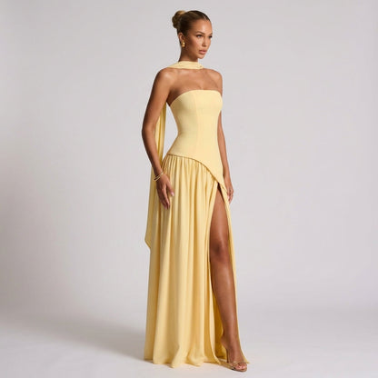 Women's Strapless Cotton Blend Maxi Dress Floor Length – Valeria