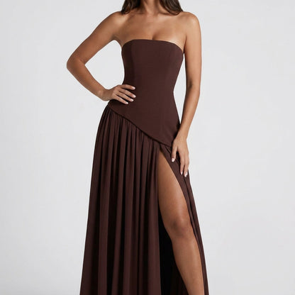 Women's Strapless Cotton Blend Maxi Dress Floor Length – Valeria
