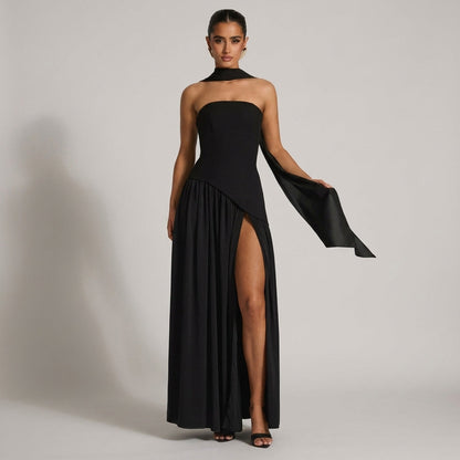 Women's Strapless Cotton Blend Maxi Dress Floor Length – Valeria