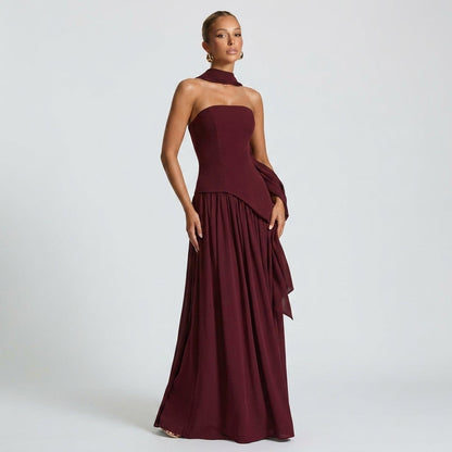 Women's Strapless Cotton Blend Maxi Dress Floor Length – Valeria