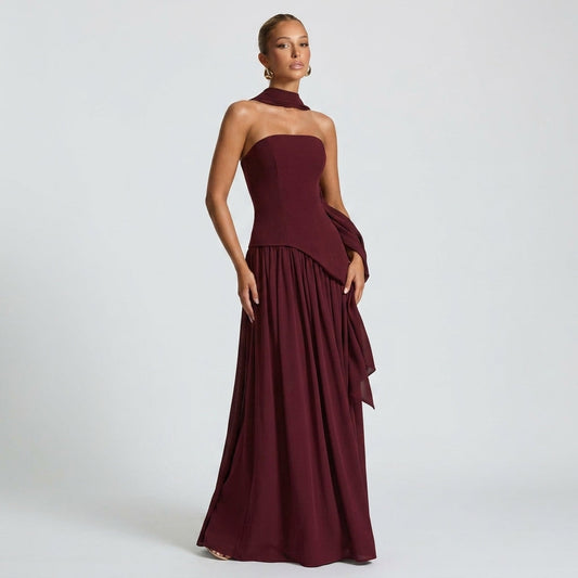 Women's Strapless Cotton Blend Maxi Dress Floor Length – Valeria