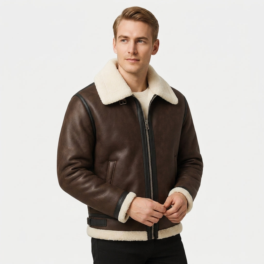 Leather Aviator Jacket Classic Casual Style – Alessia