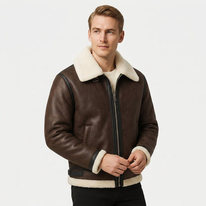 Leather Aviator Jacket Classic Casual Style – Alessia