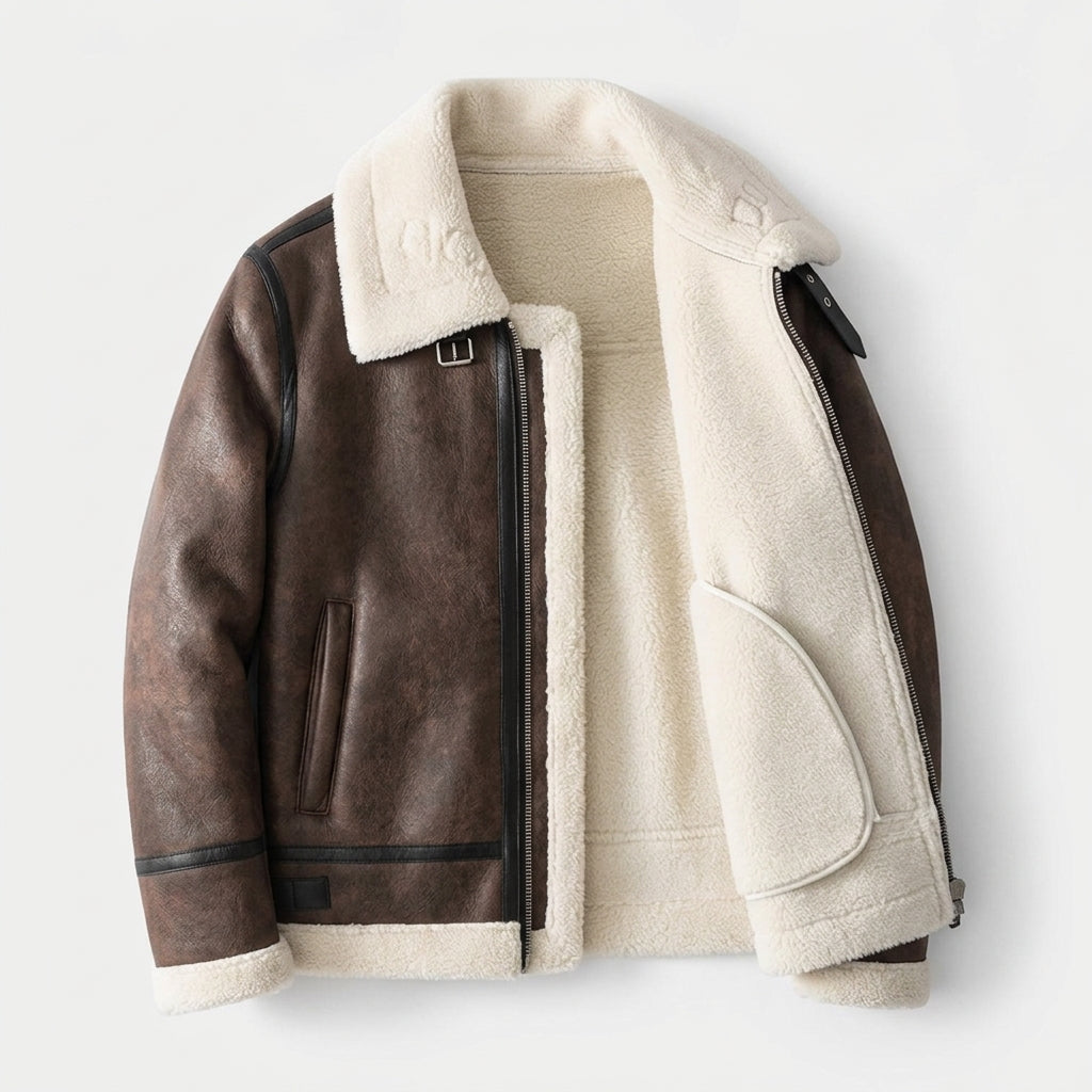 Leather Aviator Jacket Classic Casual Style – Alessia