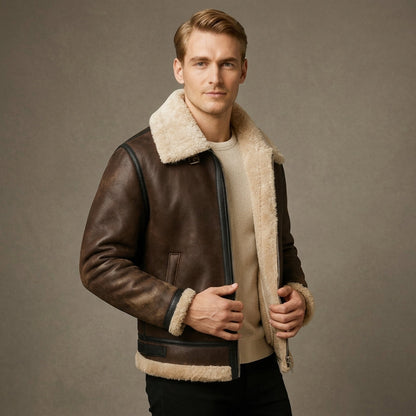 Leather Aviator Jacket Classic Casual Style – Alessia