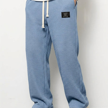 Wide Leg Trousers Waffle Cotton Blend Drawstring Fit – Marlowe