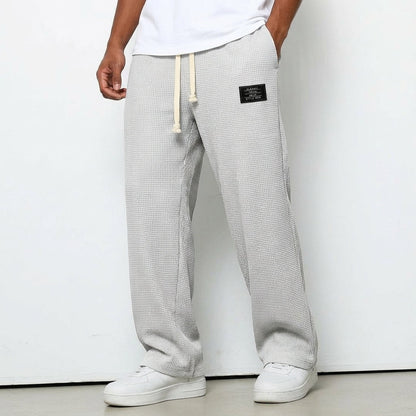 Wide Leg Trousers Waffle Cotton Blend Drawstring Fit – Marlowe