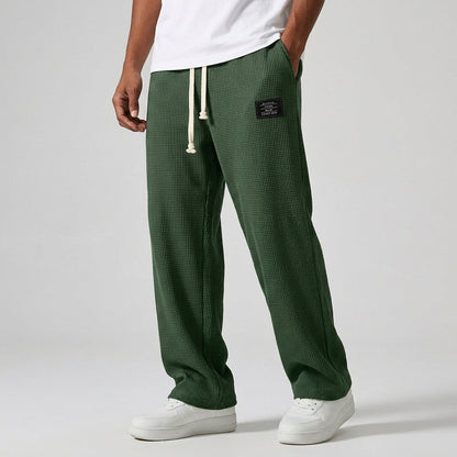 Wide Leg Trousers Waffle Cotton Blend Drawstring Fit – Marlowe