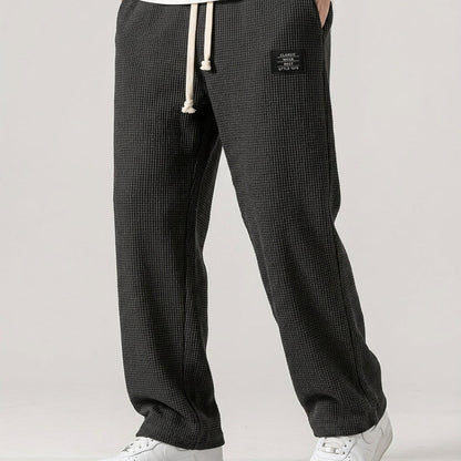 Wide Leg Trousers Waffle Cotton Blend Drawstring Fit – Marlowe