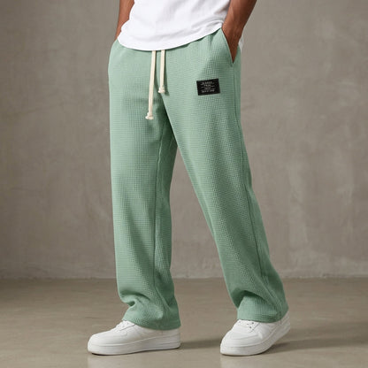 Wide Leg Trousers Waffle Cotton Blend Drawstring Fit – Marlowe
