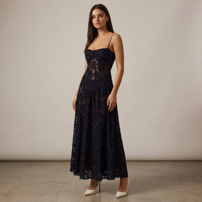 Lace Maxi Dress for Women Floral Floor Length Formal – Aurelia
