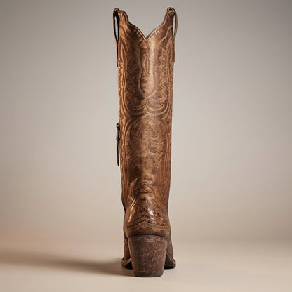 Women's Knee High Cowboy Boots Vegan Leather Block Heel – Marlowe