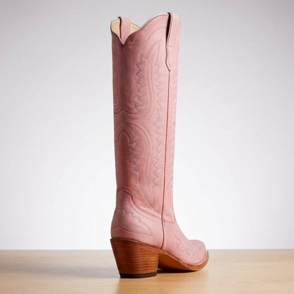 Women's Knee High Cowboy Boots Vegan Leather Block Heel – Marlowe