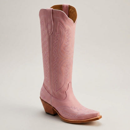 Women's Knee High Cowboy Boots Vegan Leather Block Heel – Marlowe