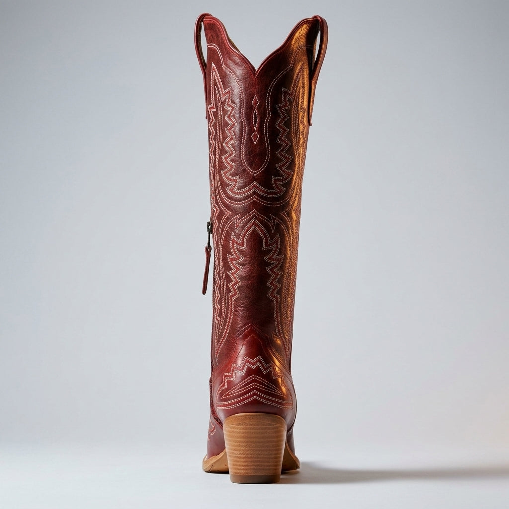 Women's Knee High Cowboy Boots Vegan Leather Block Heel – Marlowe