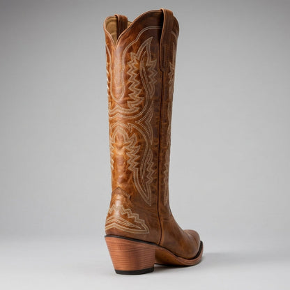 Women's Knee High Cowboy Boots Vegan Leather Block Heel – Marlowe