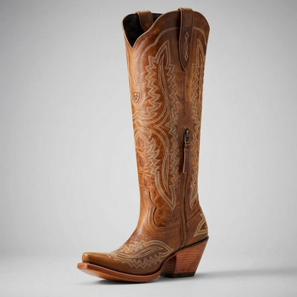Women's Knee High Cowboy Boots Vegan Leather Block Heel – Marlowe