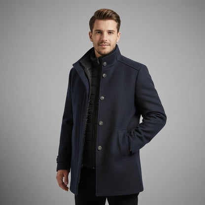 Wool Blend Stand Collar Coat Removable Vest – Lucien