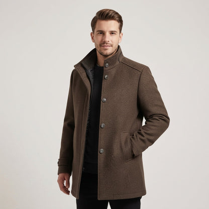 Wool Blend Stand Collar Coat Removable Vest – Lucien