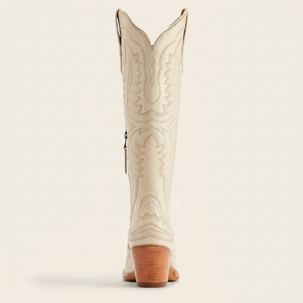 Women's Knee High Cowboy Boots Vegan Leather Block Heel – Marlowe