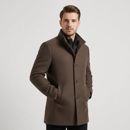 Wool Blend Stand Collar Coat Removable Vest – Lucien
