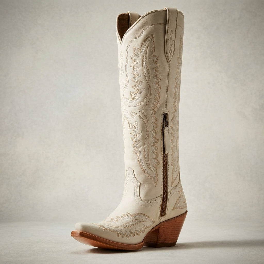 Women's Knee High Cowboy Boots Vegan Leather Block Heel – Marlowe