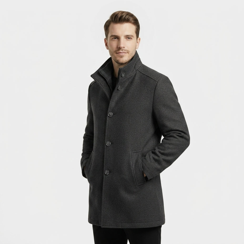 Wool Blend Stand Collar Coat Removable Vest – Lucien
