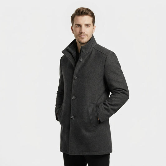 Wool Blend Stand Collar Coat Removable Vest – Lucien