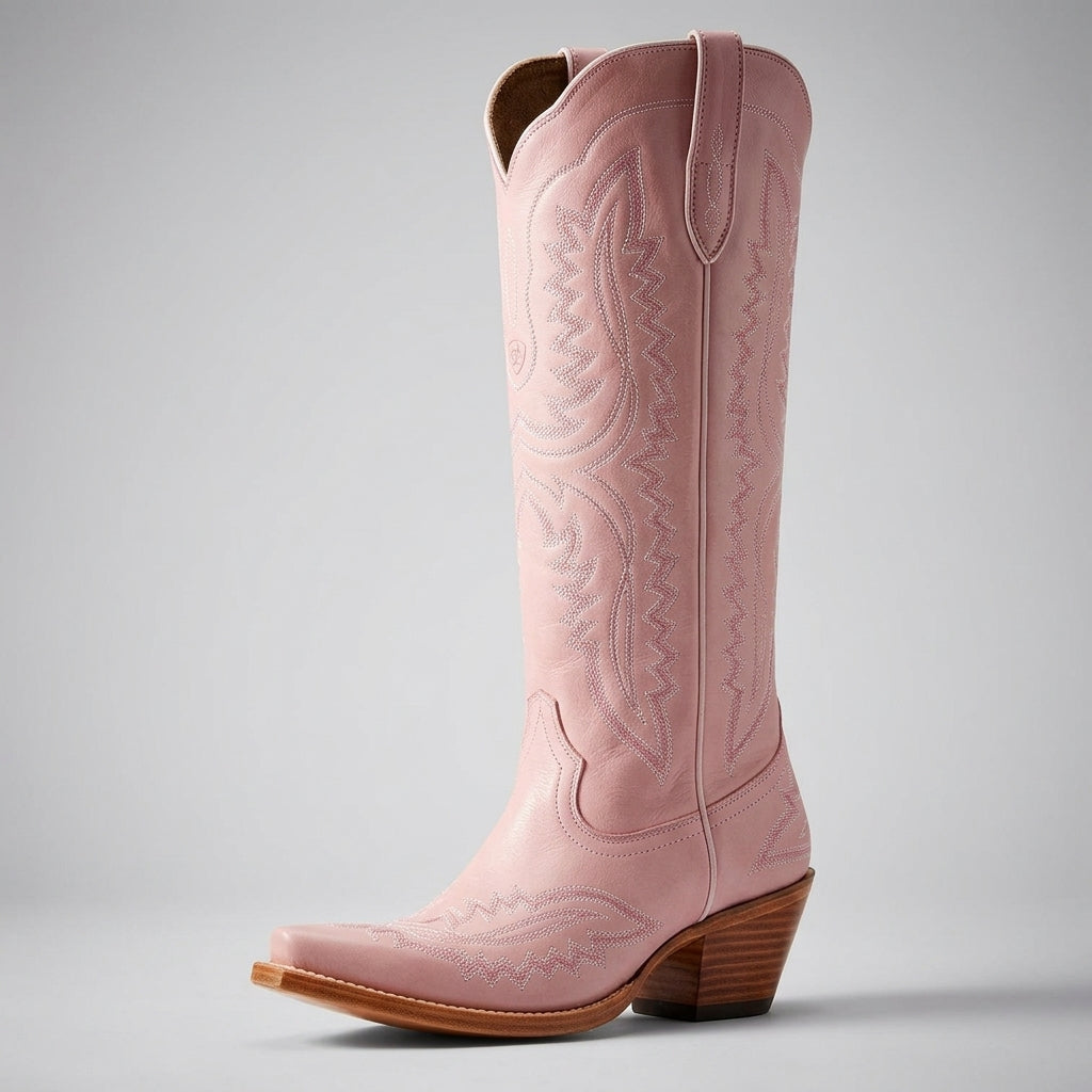 Women's Knee High Cowboy Boots Vegan Leather Block Heel – Marlowe