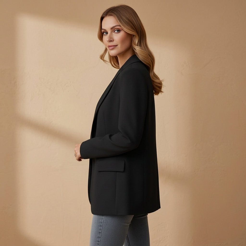 Women's Cotton Blend Tailored Blazer Notched Lapel – Marlowe
